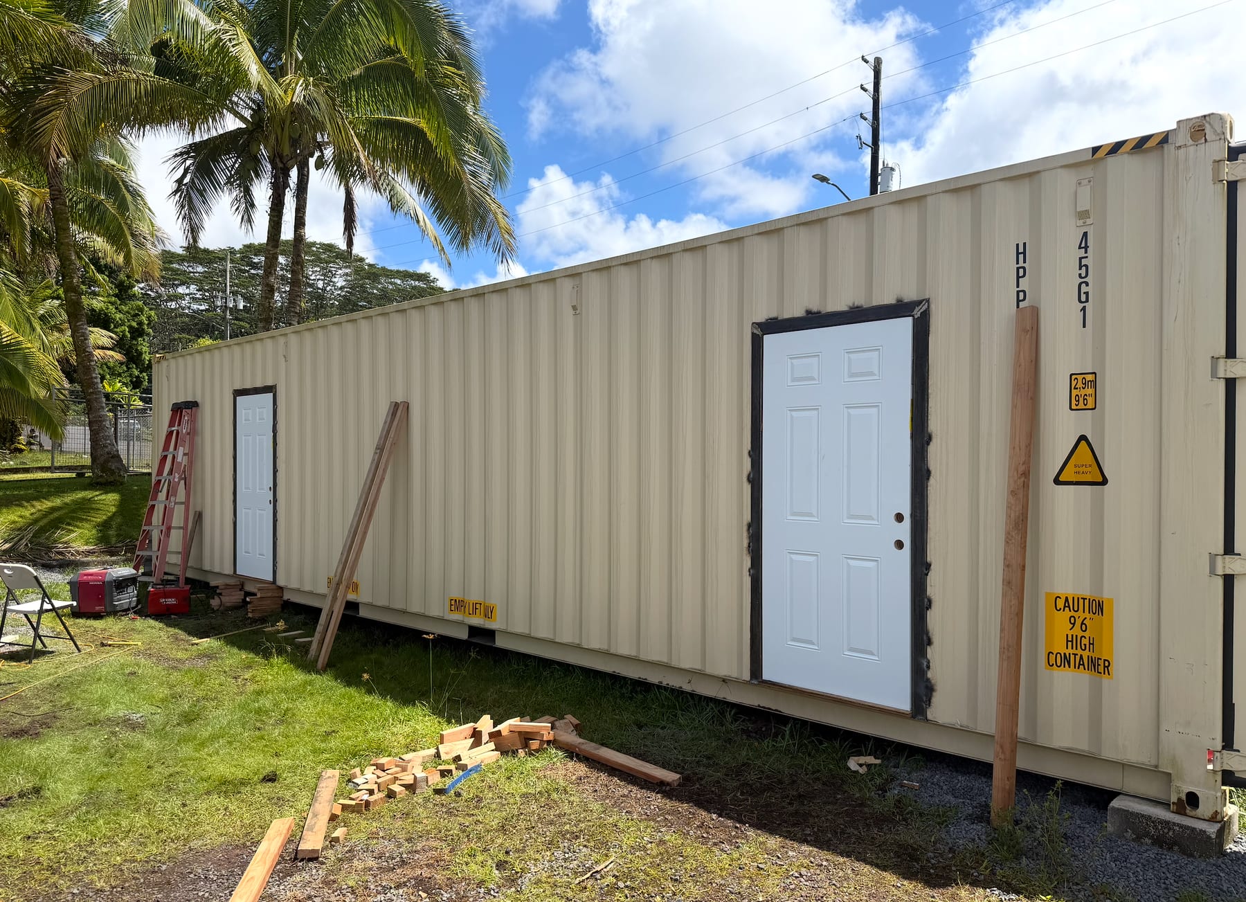 The kitchen container on site at Moho Road